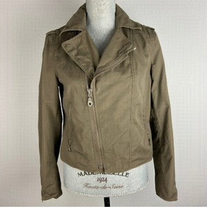 Army green moto utility jacket spring or fall coat size medium.